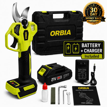 Orbia S26 Elektrische Takkenschaar voor Tuinieren: 3,17 cm Snoerloze Krachtige Snoeischaar, Borstelloze Motor, Dubbele 21V Batterij voor het Snoeien van Bomen en Bloemen