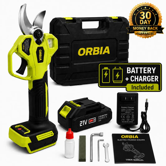 Orbia S26 Elektrische Takkenschaar voor Tuinieren: 3,17 cm Snoerloze Krachtige Snoeischaar, Borstelloze Motor, Dubbele 21V Batterij voor het Snoeien van Bomen en Bloemen