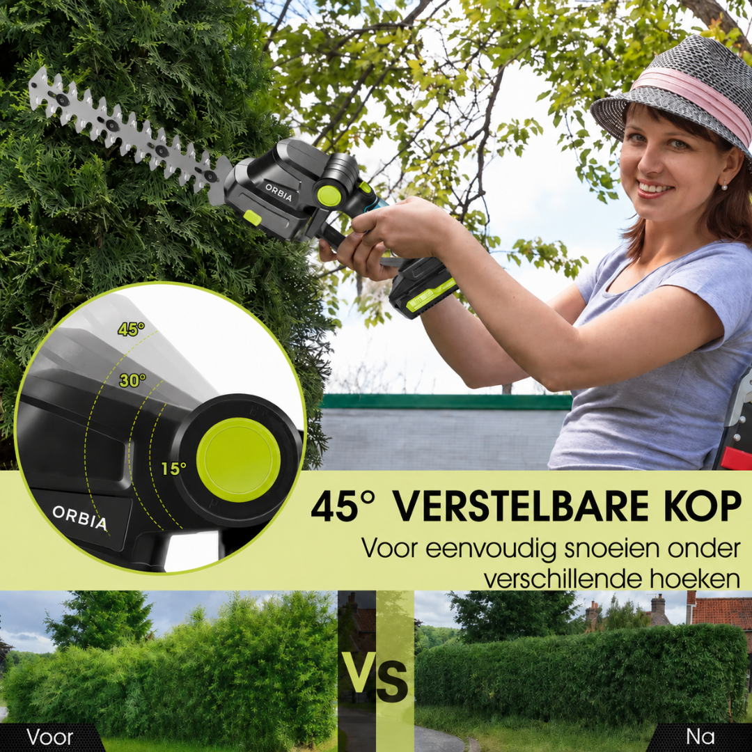 ORBIA Draadloze Heggenschaar – 20V Elektrische Struikschaar Grasschaar Handmatige Grasmaaier, Heggenschaar Tuin + Batterij + Snellader Inbegrepen