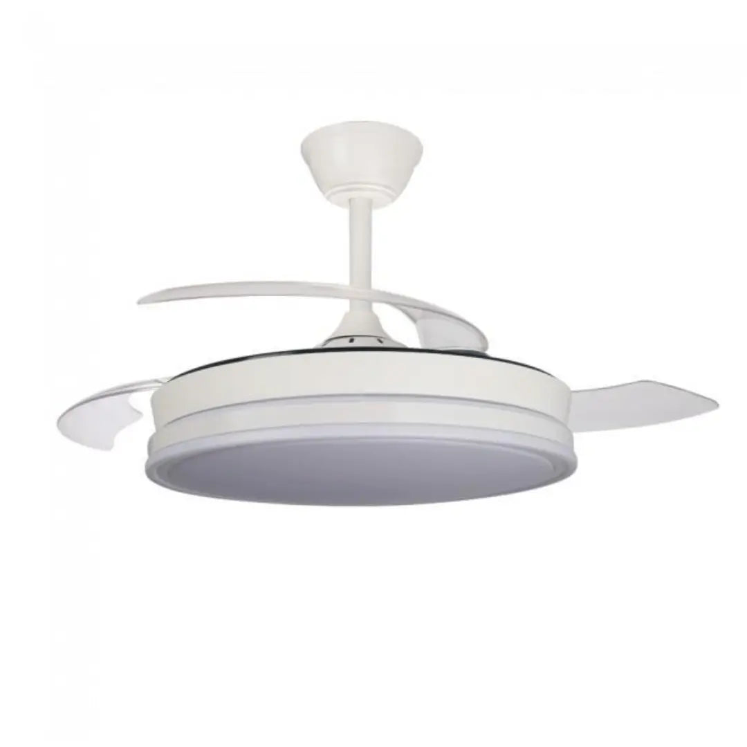 OrbiaHome Ventilador PRO de Aspas Plegables, LED 45W Motor DC 6 Velocidades Iluminación Regulable Temporizador Función Verano-Invierno Control Remoto