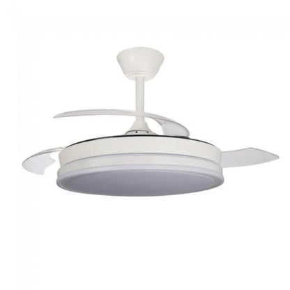 OrbiaHome Ventilador PRO de Aspas Plegables, LED 45W Motor DC 6 Velocidades Iluminación Regulable Temporizador Función Verano-Invierno Control Remoto